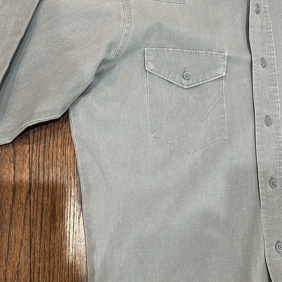 Vintage 90’s Wrangler Brushpopper Western Button Down Gray Shirt 15 1/2 x 35 - Picture 3 of 13